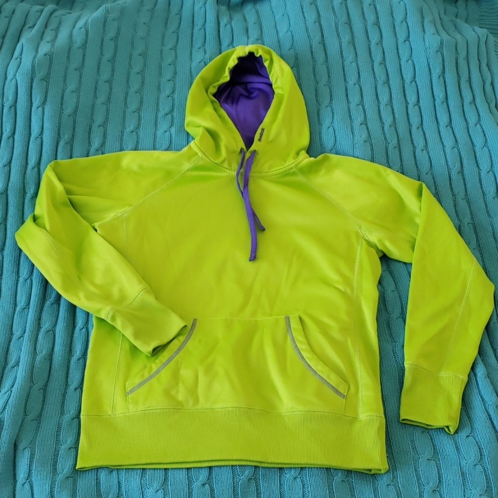 Reebok Drifit hoodie mens M lime green & purple